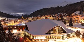 Snowy panorama of Davos, Switzerland, the site of the World Economic Forum where the Greenland framework deal was announced