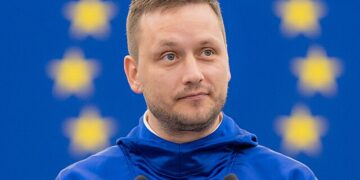 Premier of Greenland Jens-Frederik Nielsen speaking at a press conference regarding diplomatic meetings in Europe and U.S. pressure